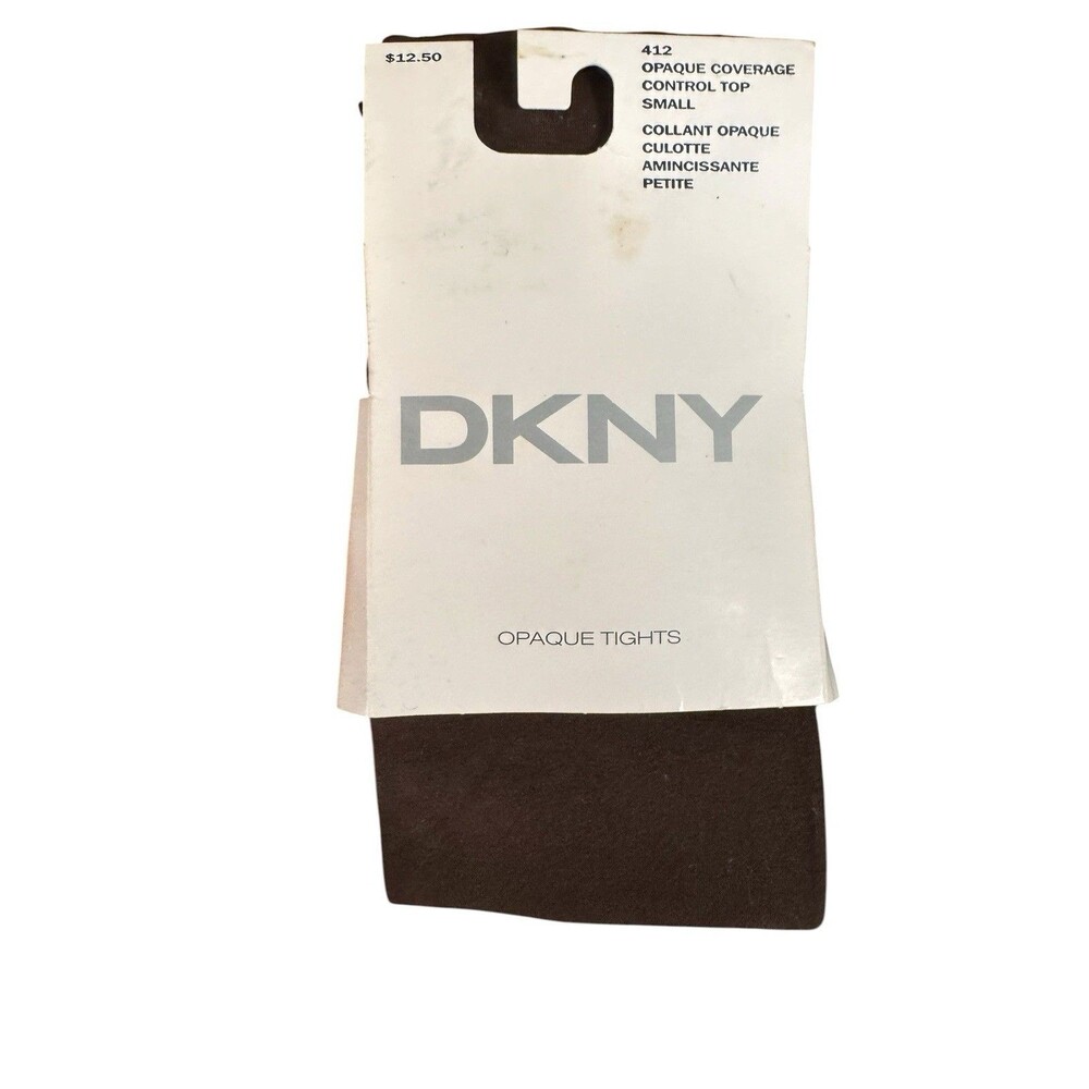 DKNY Women's Tights Opaque Control Top Chocolate Brown Small  #412 New